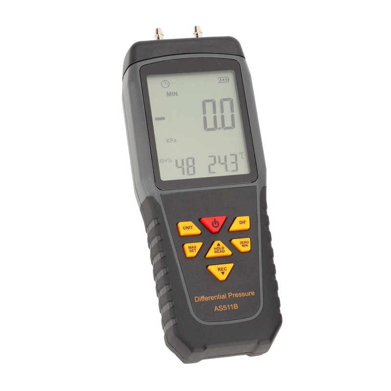 Differential Pressure Gauge LED Backlit Display Handheld Digital Gas Pressure