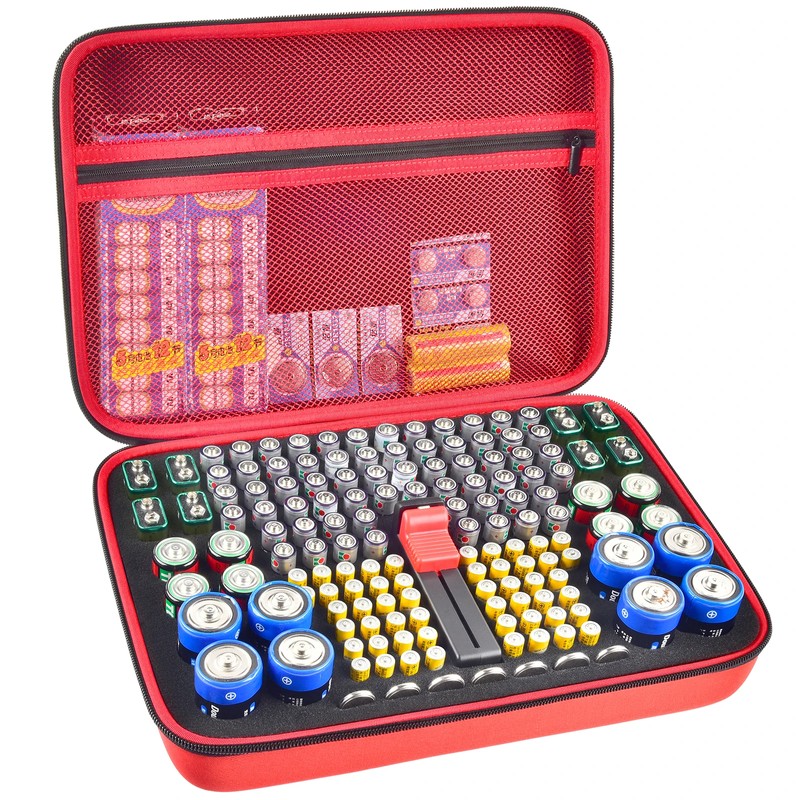 Battery Organizer Case with Tester for Home Storage – Hard-Shell
