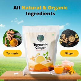 Turmeric Ginger Herbal Tea Bags (50 Pyramid Tea Bags) Pure Herbal Blend - 100% Natural Ingredients, Soothing, Caffeine-Free Wellness Tea for Every Day EURO LEAF (One SIze, 50, count)