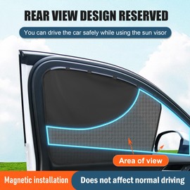 Car Window Sun Shade for Side Window, 4 Pcs Magnetic Covers Blackout Car Sun Shade Privacy Curtains Universal UV Protection Automotive Sunshades for Family Baby Kids Camping