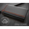 United HOMME UH-1074 Black Horsehide Cross Line Bi-Fold Long Wallet,