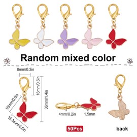 SUNNYCLUE 1 Box 50Pcs Butterfly Knitting Markers Metal Crochet Stitch Marker Clips Removable Lobster Clasp Novelty Stitch Markers for Knitting UK Weaving Sewing Crocheting Accessories Adult DIY Craft