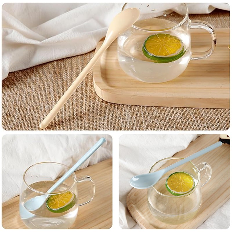BSITSSS 6 Pieces Spoons Reusable, Pure Colour Teaspoons, Dessert Spoons