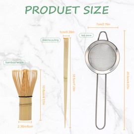 DiDiBirDi Matcha Whisk Set, Bamboo Matcha Whisk, Bamboo Matcha Whisk (Chasen), Traditional Shovel (Chashaku), Stainless Steel Strainer, Japanese Tea Tool for Ceremony, Gift