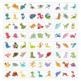 Womaha Dinosaur Series 24 Sheets Tiny Temporary Tattoos for Kids Easy to Tear Thread Tattoo Stickers