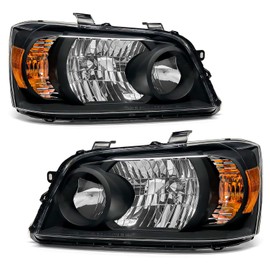 AXLAHA Headlight Assembly for Toyota Highlander 2004 2005 2006 2007 Headlight Black Housing Amber Reflector Headlamp Replacement Pair Left and Right