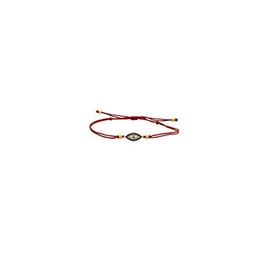 iJewelry2 Gold-plated Sterling Silver Evil Eye Blue and Clear Paved CZ Motif Red Cord Adjustable Bracelet