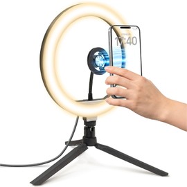 MERSHEART MagSafe Ring Light, Tripod, Dedicated for MagSafe (One-Touch Attachment, 14N Strong Magnet), MagSafe Actress Light, Smartphone, LED Light, Tabletop, 3 Color Modes, 10 Levels of Dimming, 3000