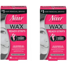 Nair Hair Remover Wax Ready-Strips 40 Count Face/Bikini (2 Pack)
