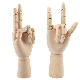 Wooden Hand Model, 2 PCS, 10 Inches Left and Right Hand Art Mannequin Figure with for Hand Jewelry Display, Decoration, Sketching Painting