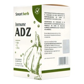 Inmune ADZ, Pack 2 Piezas (30 Cpsulas cu), Suplemento Alimenticio con Ajo, Vitamina D3 y Zinc para Fortalecer el Sistema Inmunolgico, SMART HERB      