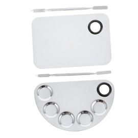 FOMIYES 2 Stainless Steel Makeup Nail Art Mixing Art Paint Palettes Watercolor Paint Palettes Make up Kit Nail Color Plate Makeup Enthusiast Tools Makeup Mixing Color Palettes Silver