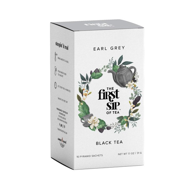The First Sip of Tea Earl Grey Black Tea, 16 Count Tea Box