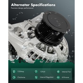 SCITOO SCITOO Alternator Fit for Honda CR-V CRV 2017-2022 1.5L, for Civic 2018-2022 1.5L, for Accord 2018-2022 1.5L- 12V 135Amp CW 6-Groove Decoupler Pulley, Replace OE# 21238, 42214