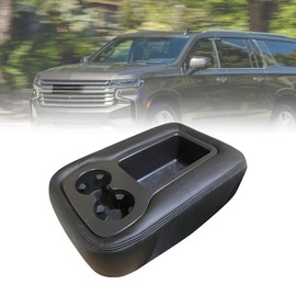 Priprilod Black Leather Center Console Jump Armrest Cover Fit for Chevy Silverado Tahoe Suburban Avalanche GMC Sierra Yukon XL 2007 2008 2009 2010 2011 2012 2013 with Zipper Design(only Leather)