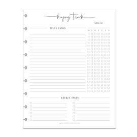 BetterNote Keeping Track Refill Pages for Discbound Notebook, Habit Tracker, Fits Disc TUL, Daily Weekly To Do, Happy Planner, ARC, Levenger Circa, Talia (Modern- 6 months, 9-Disc, 7"x9.25")