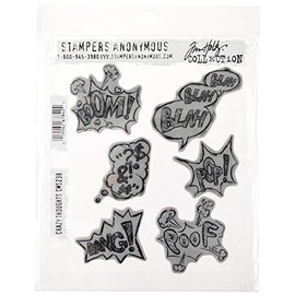 Stampers Anonymous Tim Holtz Cling Rubber Stamp Set, 7" by 8.5", Crazy Thoughts