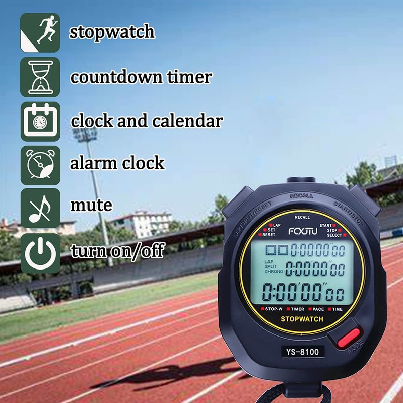 FCXJTU Digital Sports Stopwatch Timer 100 Rounds / Split Memory