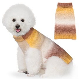 YUDODO Dog Sweater for Small Dogs Colorful Knitted Puppy Sweater Pet Dog Winter Clothes Warm Sweater for Yorkies Chihuahua(Small,Gradient Brown)