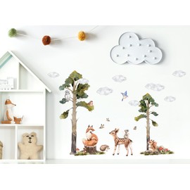 Grandora DL802-3 Forest Animals Wall Sticker for Children's Room Baby Tree