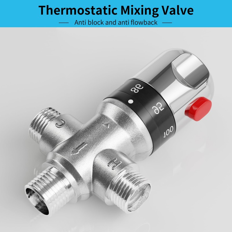 FUGO 1/2 NPT Thermostatic Mixing Valve,Water Mixing Valve with 1/2