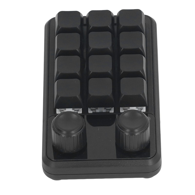 Mini Gaming Keypad 12 Keys 2 Knobs Blue Switch Black