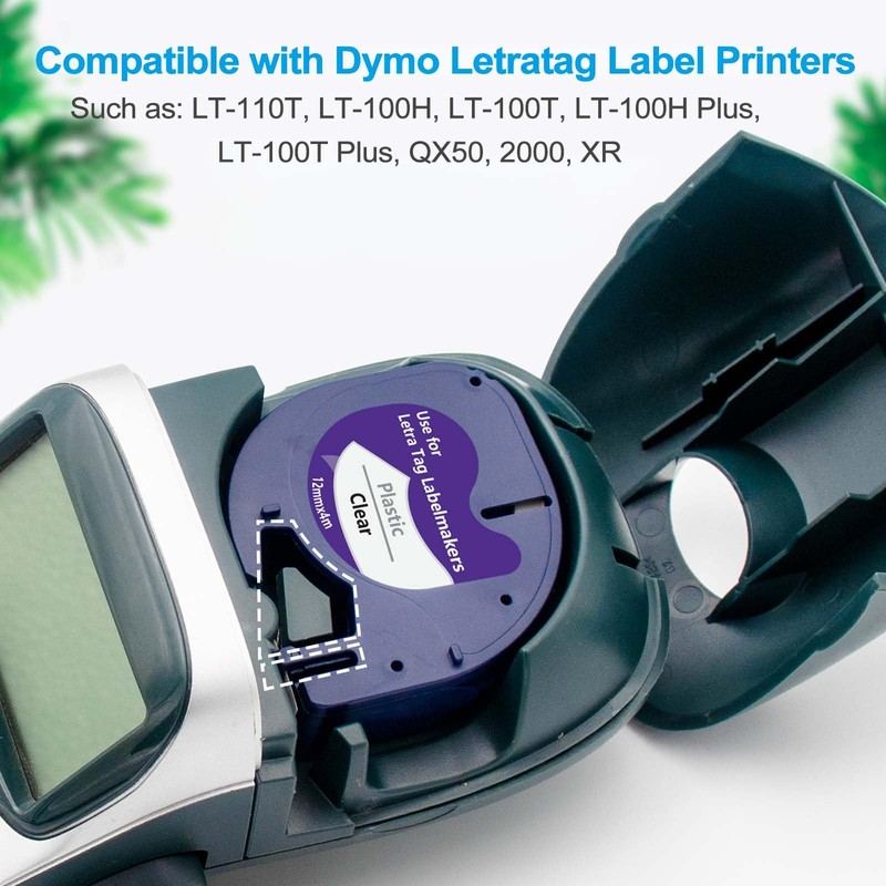 BOYEEZON LT-100H Clear Plastic Label Printer Tape Compatible for DYMO