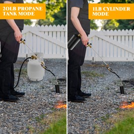 Propane Torch Weed Burner, 1,800,000 BTU Outdoor Weed Torch with 10FT High Pressure Hose, Self Igniter Propane Adapter Flame Thrower for Weed Burning, Roofing, Ice & Snow Melting