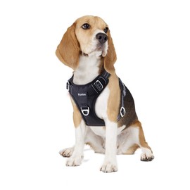 Funfox Dog Harness for Medium Dogs, No-Pull Harness, Adjustable Anti-Pull Chest Harness for Medium Dogs, Safety Harness, Breathable Dog Harness, Black, M