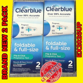 Clearblue Flip And Click Foldable & full-size Pregnancy Test, 2Ct NEW 2PK EX2026