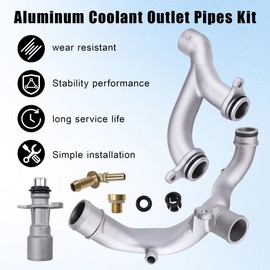 LR092992 Upgraded Aluminum Coolant Outlet Pipes Kit For 2010-2021 Land Rover LR4 Discovery Range Rover Sport Velar For Jaguar XF XJ XE F-Type F-Pace LR028136 LR049990 Engine Coolant Outlet Pipes Kit