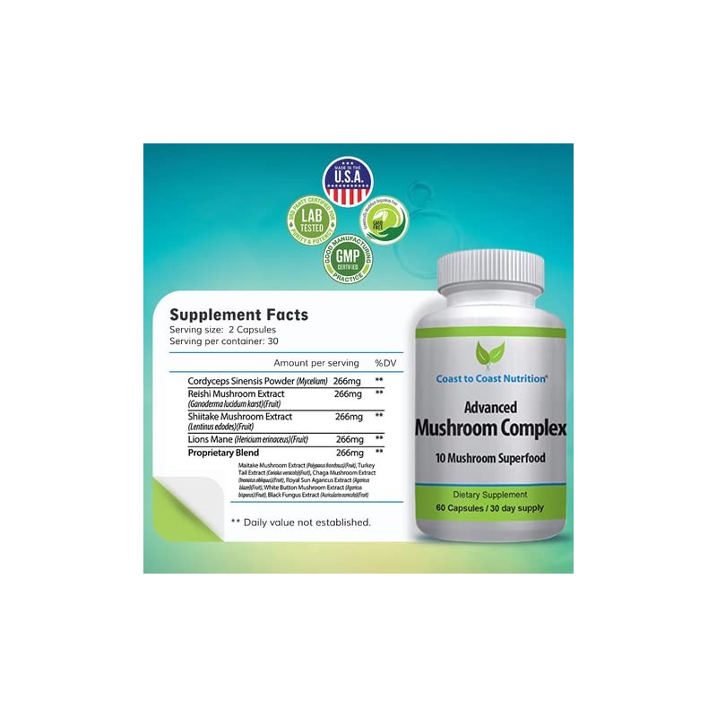 LAURALS Coast to Coast Nutrition Advanced Mushroom Complex - Lions