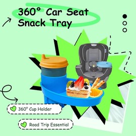 Car Seat Snack Tray, 360° Cup & Travel Tray for Car Seat, Booster, and Road Trip, Car Seat Attachment, Car Interior Accessories, Decor, Men Gifts:_Black_1PC