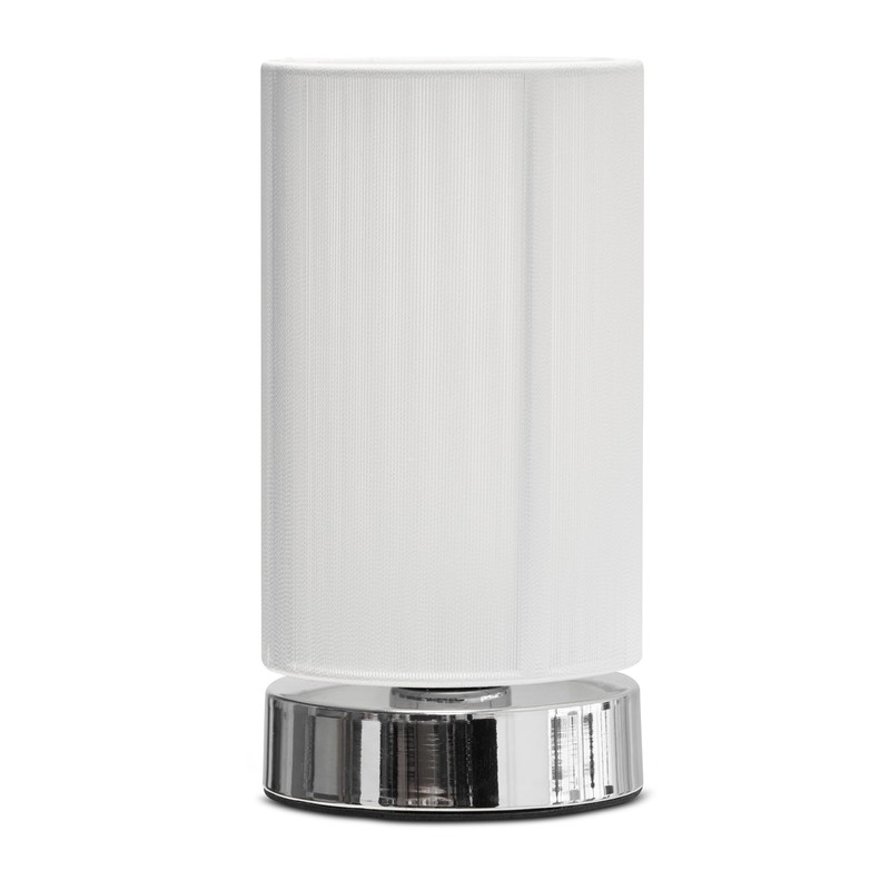 Lighting Supermarket Opera Cylinder Chrome Plinth Table Lamp with White