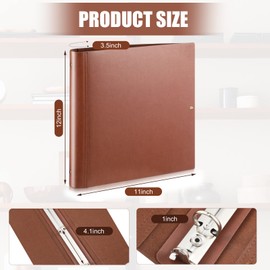 Teling 1 Pcs Leather 3 Ring Binder Holds 8.5 x 11 Inch Paper Binder Organizer Vintage Faux Leather Portfolio Folder Planner for Office Home Document Photo Diary Supplies (Chocolate)