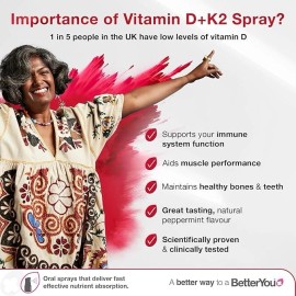 BetterYou Vitamina D3000+K2 Spray Oral para Huesos Saludables y Sistema Inmunológico *2 PK*
