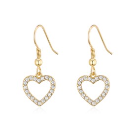 Philip Jones Gold Plated Open Heart Drop Earrings Created with Zircondia® Crystals