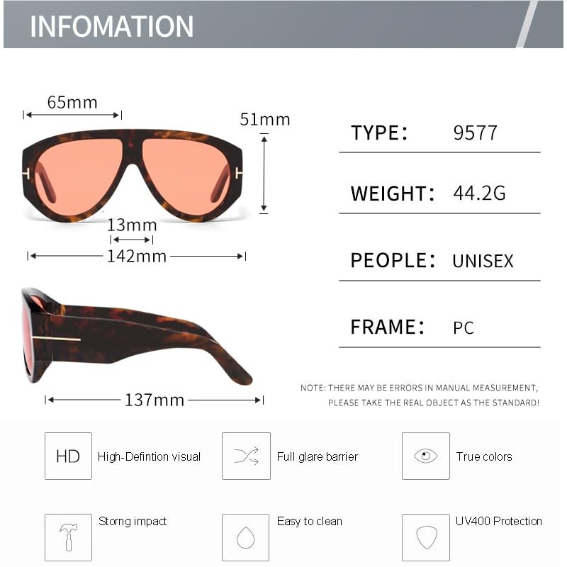 Trendy Retro Oversized Aviator Sunglasses for Women Men 70s Unique