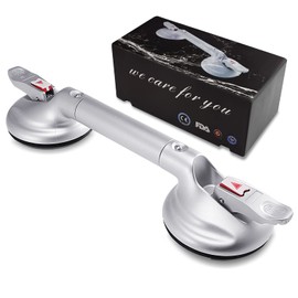 Suction Cup Grab Bars for Shower, 17 Inch Heavy Duty Shower Grab Bars Suction for Bathtub, Portable Bathroom Shower Handles for Elderly Senior Suction, Shower Safety Rail Grips (17 Inch, White)