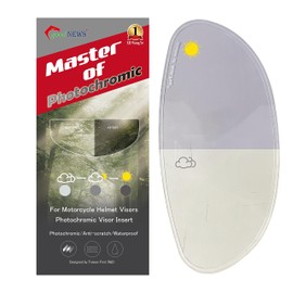 XII WY Motorcycle 3/4 open face Helmet Shield Insert - Photochromic Anti-Fog Film, Transitional Visor, Clear to Indigo Tint, Sun-Responsive, Transparent Indoors