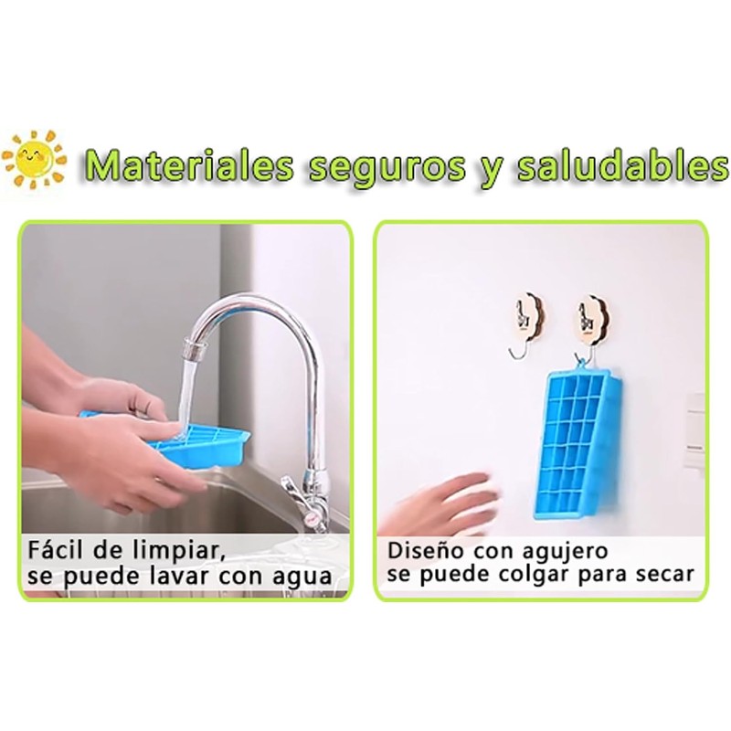 3 PCS Cubitera de silicona, Bandejas de Silicona para Cubitos