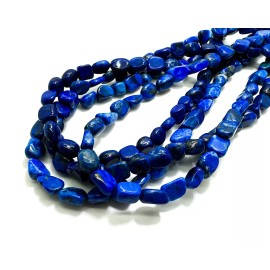 Perfect Gems Natural Lapis Lazuli Polished Nugget Pebble Round Barrel Gemstone Beads - PG318