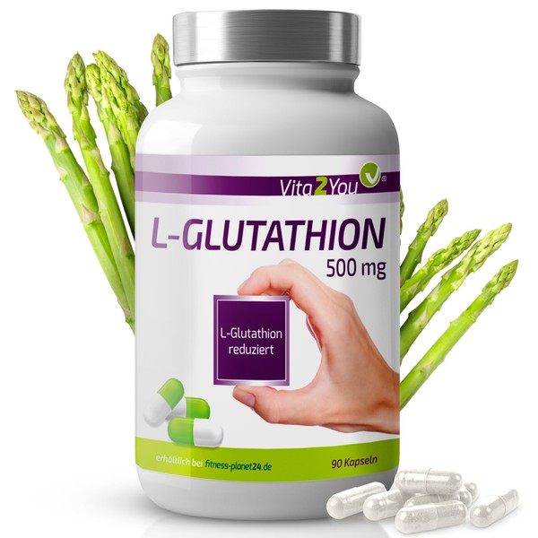 Vita2You L-Glutathione Capsules, 500 mg, 90 Capsules, Reduced and Bioactive,