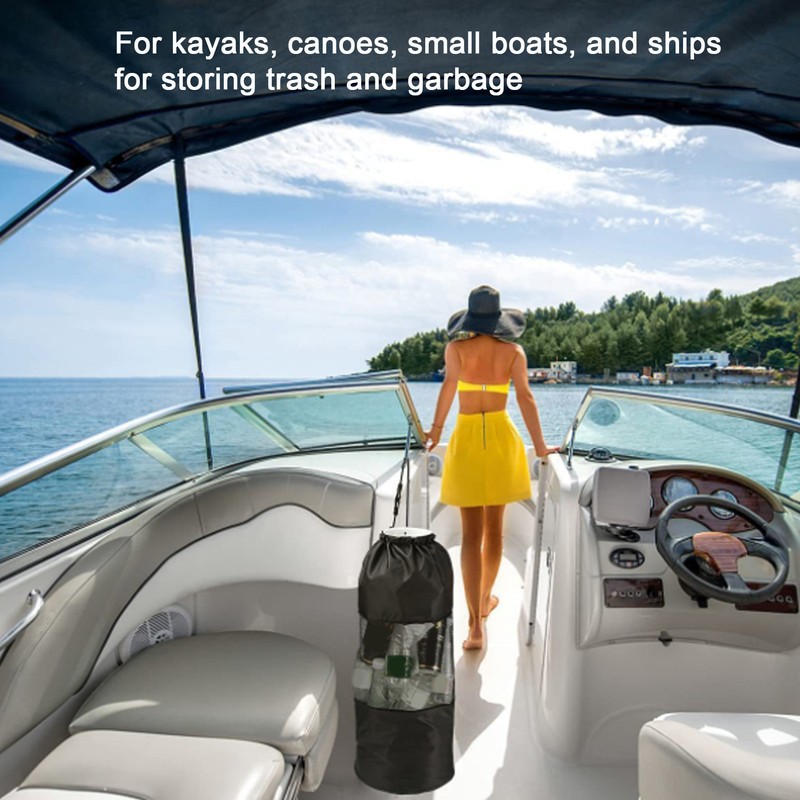 Boat Trash Bag Ventilated Mesh Wear Proof Large Capacity Foldable