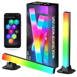 LED RGB Light Bar [Pack of 2], Gaming Lamp TV Backlight, USB Powered Ambient Light Bars 32 cm Sync with Music App Control, Ambient Lamp with Remote Control for Gaming, PC, TV, Room Decoration