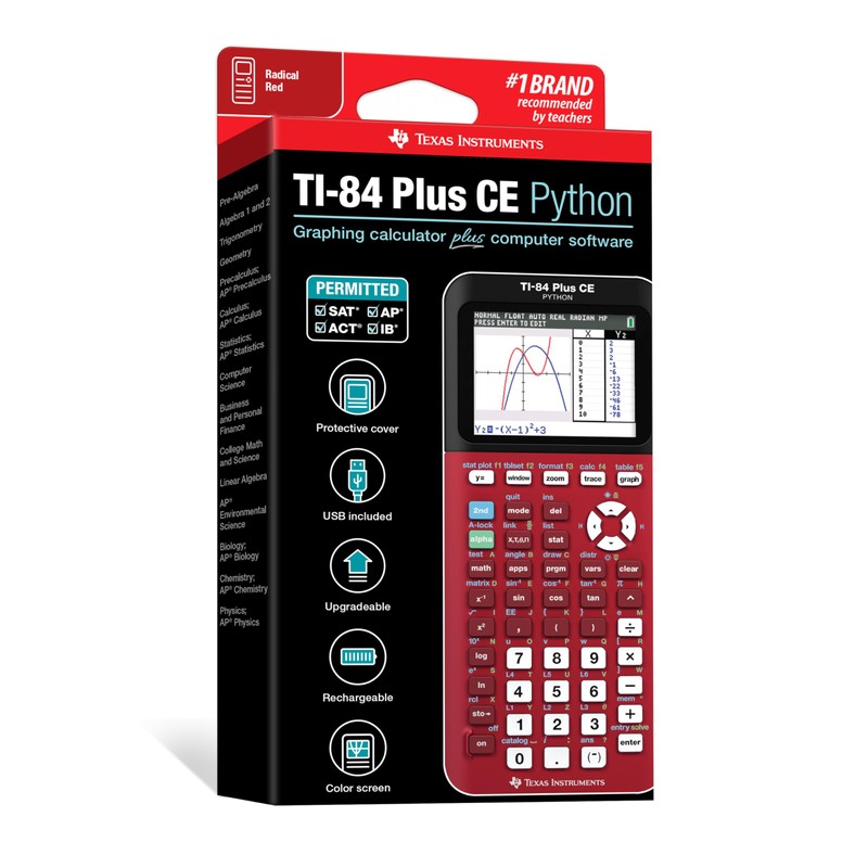 Texas Instruments TI-84 Plus CE Color Graphing Calculator, Radical Red