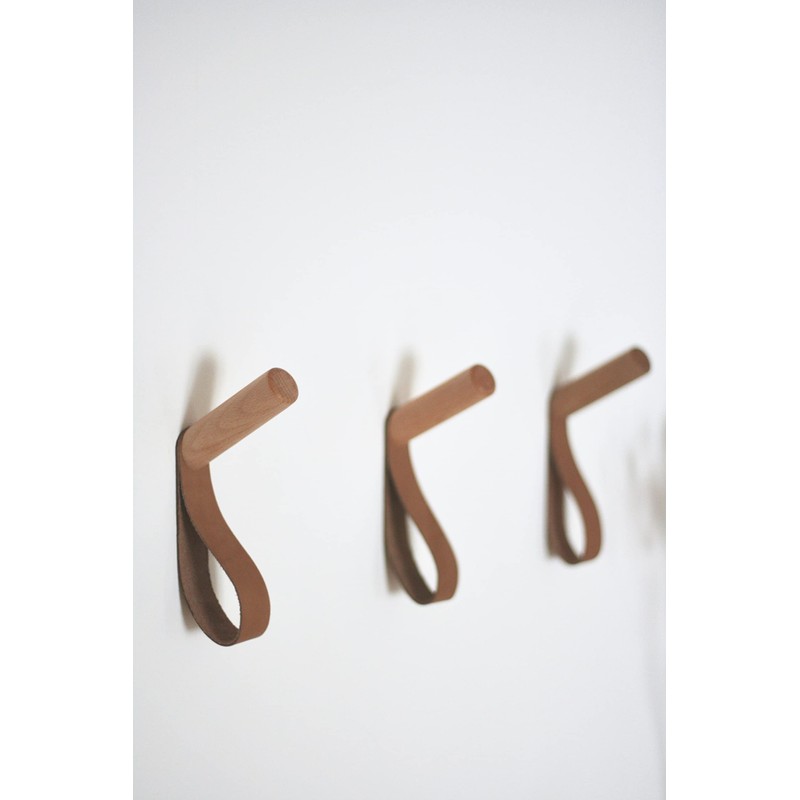 anaan "Forest Coat Hooks Wood with Leather Strap Wall Hook
