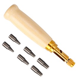 Bestgle Adjustable Screw Hole Punch Bookbinding Tool, Automatic Leather Hole Punches Book Drill 6 Size Tips 1.5/2.0/2.5/3.0/3.5/4.0mm Auto Belts Screw Punch Leather Kits