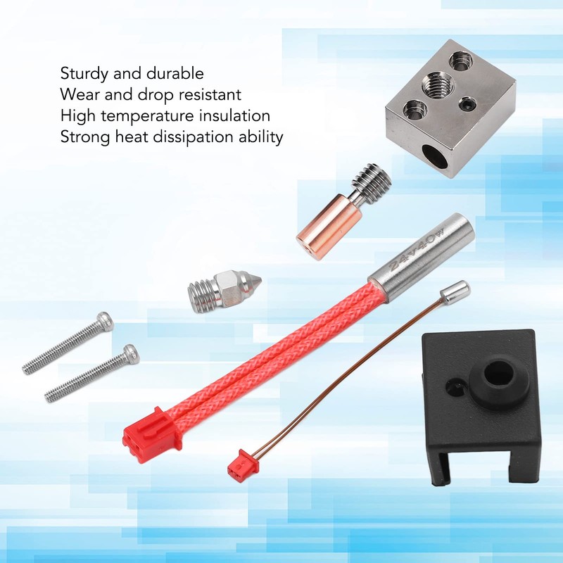 3D Printer Hot End Kit Bimetallic Heating Block Throat Tube