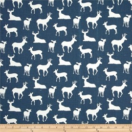 Premier Prints Deer Silhouette Premier Navy, Fabric by the Yard